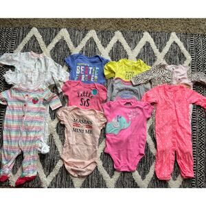 Carters and more Baby girls sleepers and tops bundle size 6mo